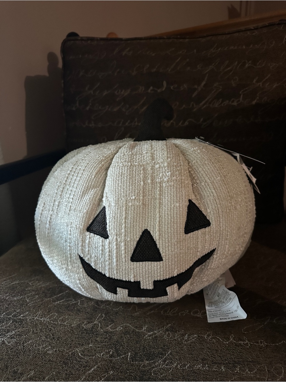 Martha Stewart White Jack-O'-Lantern Pumpkin Pillow